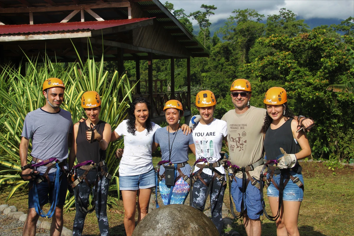 Adventure guide demonstrating safety equipment